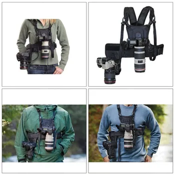Micnova MQ-MSP01 Multi Fotoaparato Nešiojimo Krūtinės Diržai Sistema Liemenė su šoniniu Dėklas skirtas Canon Nikon Sony VEIDRODINIAI Fotoaparatai