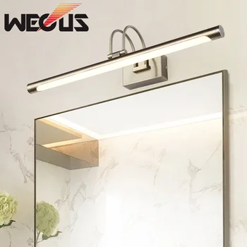 Europos šlifuoto nikelio tuštybės šviesos derliaus led vonios kambarys lempa įranga hotel malon apšvietimas virš veidrodinė spintelė