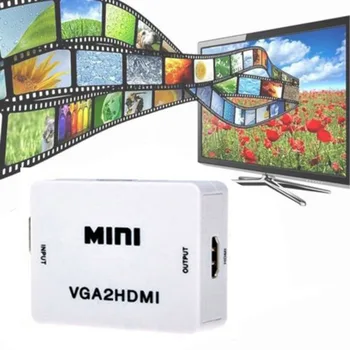 Mini VGA į HDMI Konverteris Su Garso VGA2HDMI 1080P Adapteris Jungtis, Skirta Projektorius, Nešiojamas PC su HDTV su HDMI2VGA Skaičiuoklė