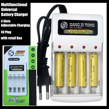 100-240V Daugiafunkcinis ES Plug Universal Baterijos, Greitas Įkroviklis,4 Lizdo, Reguliuojama Įkrovimo,Standartinės AA,AAA Įkrovimo