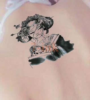 Atsparus vandeniui Laikina Tatuiruotė didelio dydžio Rašalo tapybos Japonų geiša vandens Perdavimo Netikrą Tatuiruotę Flash tatto, moterims, vyrams