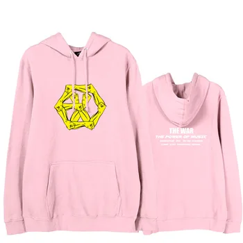 Exo albumą karo power of music logo spausdinimas puloveris hoodies, skirtas kpop fanams rudenį, žiemą, purus vilnos marškinėlius