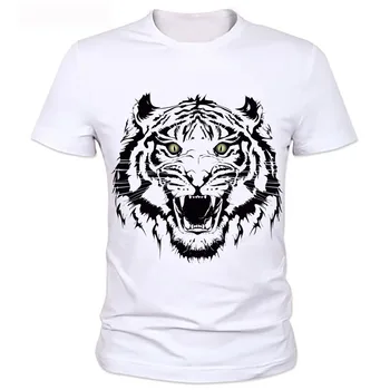 Žmogus vasaros asmenybės kailis Minkštas ir patogus drabužių Mados Marškinėliai Vyrams 3D Tigras Viršūnės Vasarą Įgulos Kaklo T-Shirt 64#