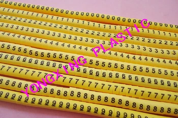 1000pcs/daug EB-0 kostiumas kabelis 1.5mm2 geltona spalva 0-9 kiekvienas numeris 100vnt