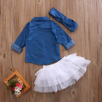 Bamblys Vaikams, Kūdikių Mergaitės Džinsinio Topai marškinėliai Tutu Sijonai 3pcs Komplektus Nustatyti Enfant Vaikus Mergina Vasaros Mielas Drabužiai