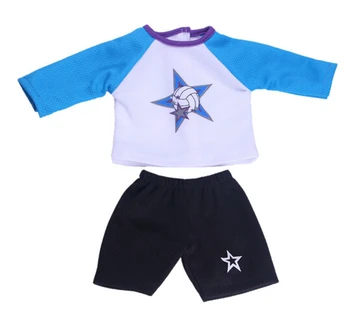 Futbolo sporto nustatytas 18 colių Amerikos mergina lėlės kūdikio dovana, 43cm Baby Born zapf lėlės marškinėliai ir kelnės