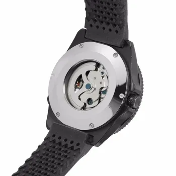 FORSINING Atsitiktinis Vyrų Automatinis Mechaninis laikrodis Silikono Dirželis Japonija Judėjimo Sporto Žiūrėti Skeletas Dial 2018 Black Laikrodis