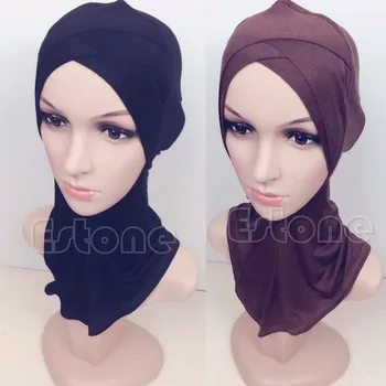 Musulmonų Medvilnės Visiškai Padengti Vidinį Hijab Bžūp Islamo Galvos Dėvėti Skrybėlę Underscarf Spalvų