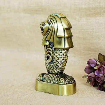Unikalus Liūto Galva Figūrėlės Miniatiūrinės Europos Metalo Amatų Namų Stalo Apdaila-Geriausia Dovana Amatų Singapūras Merlion Modelis Ornamentu