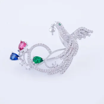 Mados festivaliai high - end šalies moterų 's sages žavesio paukščių vario inkrustacijos spalva cirkonis perlas juvelyriniai dirbiniai