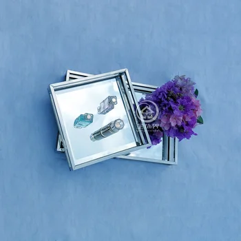 Metalo veidrodinį dėklas modernus nerūdijančio plieno lovelis vaisių patiekalas saugojimo traysquare stačiakampio padažu vestuvių stiklo plokštelės