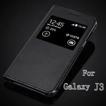 Aukščiausios Kokybės Samsung Galaxy j3 skyrius J300F J300 J3000 Prabangus Klasikinis Ultra Plonas PU Odos Langą Peržiūrėti Flip Cover Atveju