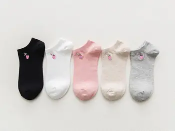 2018 moterų kojinės pavasario 5pair trumpas mokyklos stiliaus medvilnės vasaros vientisos spalvos juokinga vaisių moterų mados kojinės moterims korėjos