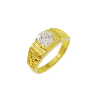 Andara Aukščiausios Kokybės Geltonos Aukso CZ Vestuvinį Žiedą, 24K Aukso Spalvos Klasikinės Elgant Papuošalai R023