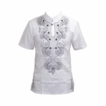J. Hunkle Afrikos Vyrų Normcore T-shirt Naujo Dizaino Mandarinų Apykaklės Geometrinis Emboridery Viršuje Tees Trumpas Rankovės Dashiki Marškinėliai