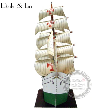 1:300 3D portugalijos Laivyno NRP Sagres Tall Ship Buriavimo Mokykla Laivas, Popieriniai Surinkti Rankų Darbo Dėlionė 