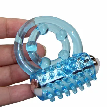 Mėlynos spalvos Dviejų žiedų Vibratoriai cockring Antkakliai Nedelsiant Ankstyvos Ejakuliacija Užraktas Bauda Sekso Žaislai produktas Vyrams