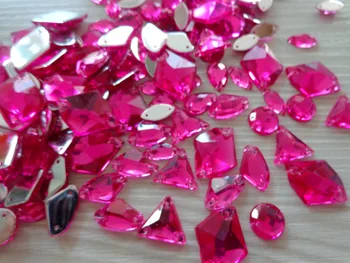300pcs mišrios formos, dydžio Rose red crystal siūti cirkonio Akrilo prarasti Karoliukų, rankų siuvimo masės
