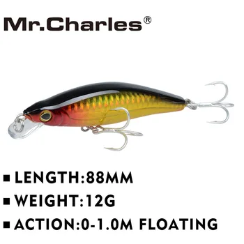 P. Charles CMC024 žvejybos masalas 88mm/12g 0-1.0 M PLŪDURIUOJANTIS shad kokybės profesionalus minnow sunku, jaukų, Žvejybos Reikmenys Crankbait