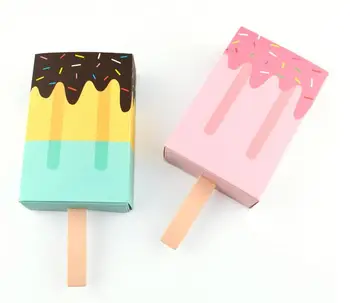 10VNT Pink Ice Cream Forma Mielas Dovanų Dėžutėje Popsicle Saldainiai Lankstymo Popieriaus Langelį, Animacinių filmų Stalčių Dovanų Dėžutės Vaikams, Kūdikių Dušas Gimtadienis