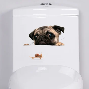 Juokinga 3D Šuo kyšantį sraigė Siena lipdukas vonios kambarį, papuošalų, Meno, lipdukai, mielas gyvūnas, Tualetas lipdukai namų dekoro