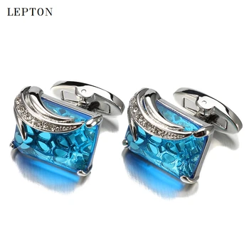 Aukštos Kokybės Stiklo rankogalių segtukai už Mens Lepton Prekės Aikštėje Kristalų Rankogalių segtukai prabangių vestuvių Jaunikis CuffLink Relojes Gemelos
