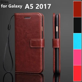 Kortelės laikiklio dangtelį atveju, Samsung Galaxy A5 2017 odos apsaugos atveju piniginės Atveju flip cover for Galaxy A5 2017 A520F A5200