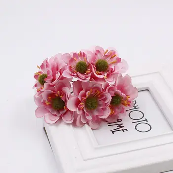 VINAMIT 6pieces 5cm Dirbtinė slyvų gėlių Puokštė, camellia šilko gėlės, vestuvių netikrą gėlės Floros apdaila