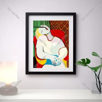 Picasso Moteris Serijos Drobė Menas Spausdinti Tapyba, Plakatas Sienos Nuotraukas, Kambario, Apdailos, Namų Dekoro Šilko FabricNo Rėmelį
