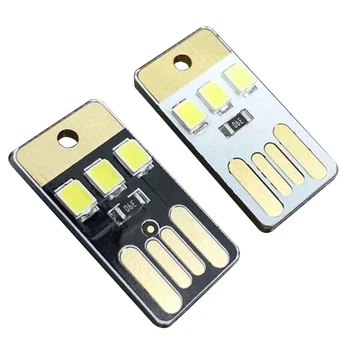 Karšto 2vnt vienpusis Kišenėje Kortelės Lempos Lemputė Led Keychain Mini LED Nakties Šviesos Nešiojamų USB Power