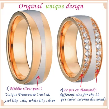 Mėgėjams Aljanso Vestuvių Juostoje-Osioms Žiedai JAV Europa Stiliaus rožinė Aukso spalvos Pora Žiedai Vyrams ir Moterims