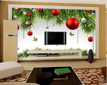 Pritaikyti 3d foto tapetai, 3d sienos tapetai, freskos Festivalis Kalėdų TV sienos freskos 3d tapetai kambarį sienų dekoras