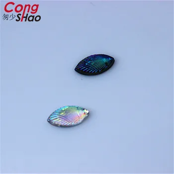 Cong Shao 300pcs 5*10 mm AB Spalva Flatback kristalų Arklių Akies Akmuo, Akrilas kalnų krištolas, 