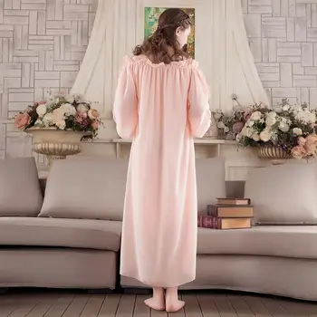 Naujas Princesė Nightdress Moterų rožinė Ilga Pižamos šifono Pižamą pavasario vasaros Sleepwear Ponios moteriškas chalatas s762