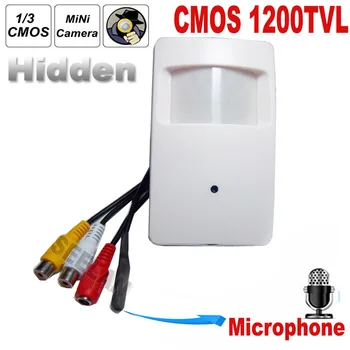 HQCAM 1200TVL CCTV saugumo Kameros CMOS Spalvų, Judesio Detektorių, Patalpų VAIZDO Mini PIR Stiliaus Sekimo mini Kamera, mikrofonas