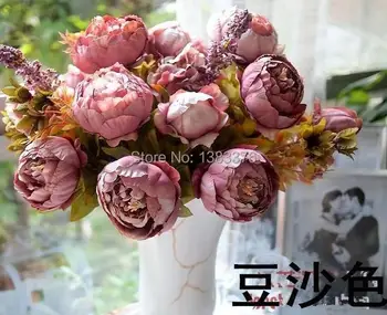 Gėlių (7 žiedų galvučių) viršų pardavėjų Nauji aukštos kokybės 1pcs didelis Bijūnas Dekoratyvinės Gėlės Dirbtinės Gėlės 611