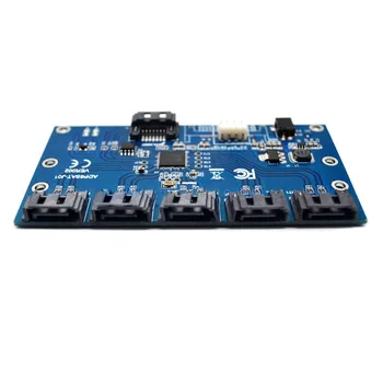 Naujas Adapteris Kortelės SATA 1 iki 5 Uostą Converter SATA Port Multiplier Riser Card Hub EM88