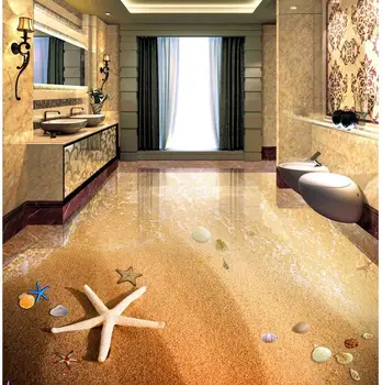 3D stereoskopinis tapetai, grindų golden beach 3d atsparus vandeniui grindų 3D PVC grindų tapetai lipnios 3D grindų