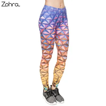 Zohra Karšto Pardavimo Aukštos Elastinga Antblauzdžiai Gradientas Trikampis Stiklas 3D Spausdinimo Kelnės Fitness Legging Slim Legins Moterų Kelnės