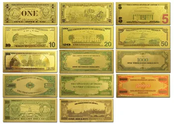 NUSTATYTI 14 Spalvų JAV Aukso Banknotų 1-1 Milijardų Dolerių Pasaulio Pinigų, Valiutos S Amerikoje BILLAS Pastabos