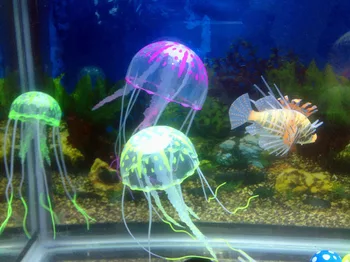 2VNT Dirbtinis Jellyfishes Akvariumo Žuvų Bakas Priedai Imituojamas Liuminescencinės Ryškus Mielas Želė Žuvų Apdailos Namų Dekoro