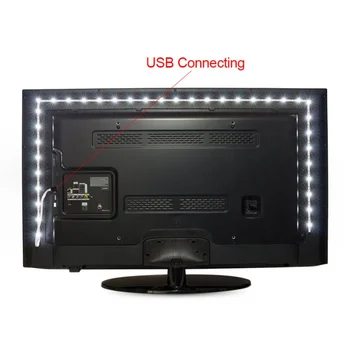 1Pc USB Maitinamas 5V RGB LED Šviesos Juostelės 60leds/m, 3528 SMD Ne Vandeniui Juosta TV Foninio Apšvietimo, Su Nuotolinio valdymo pultelis
