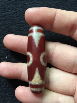 Raudona Natūralios Chalcedony Tris Akis 15mm*55mm Pakabukas Galingas Amuletas Tibeto Dzi Karoliukai Prarasti Karoliukai Nemokamas Pristatymas