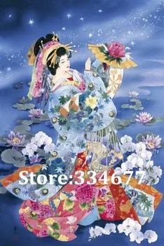 Japonijos Ponios kimono Tapybos Kryželiu Rinkiniai Žmonių Amatų 14CT), jei panaudoto nemarginto Už Siuvinėtų Rankų darbo Meno DMC Sienos, Namų Dekoro