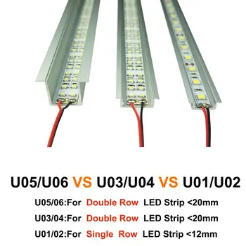 3.3 ft/1m 5-Paketas 20mm LED Aliuminio Kanalo Sistema 5050 3528 LED Šviesos Juostelės Įrenginių Aliuminis LED Profilis su dangteliu