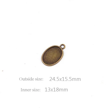Tinka 13x18mm Ovalo Antikvariniai Bronzos Pakabučiai Nustatymas Cabochon Kamėja Bazės Dėklas Bezel Tuščią 