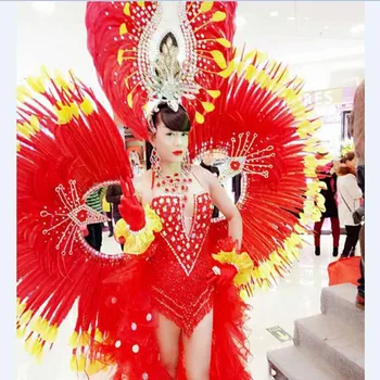 Custom samba šalies helovyno karnavalas šukuosena šokių etape plunksnų vinjetė už dainininkai