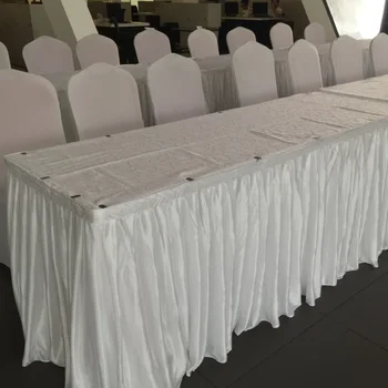 BRANGIAUSIO 3meter ledo šilko Stalo sijonai, baltos, rožinės royal blue black vestuvių stalo sijonas staltiesė apdaila