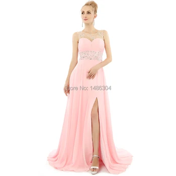 2016 Pink Linijos Atidaryti Ritininės Prom Dresses Ilgai Grindų Ilgis O-Kaklo Duobute Prom Dresses Šalis Suknelė Vestidos De Festa x08211