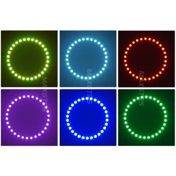 2x Multi-Color 60mm ir 70mm 80mm 90mm 100mm 120mm Angel Eyes 5050 RGB Halo Žiedų LED Lemputės 